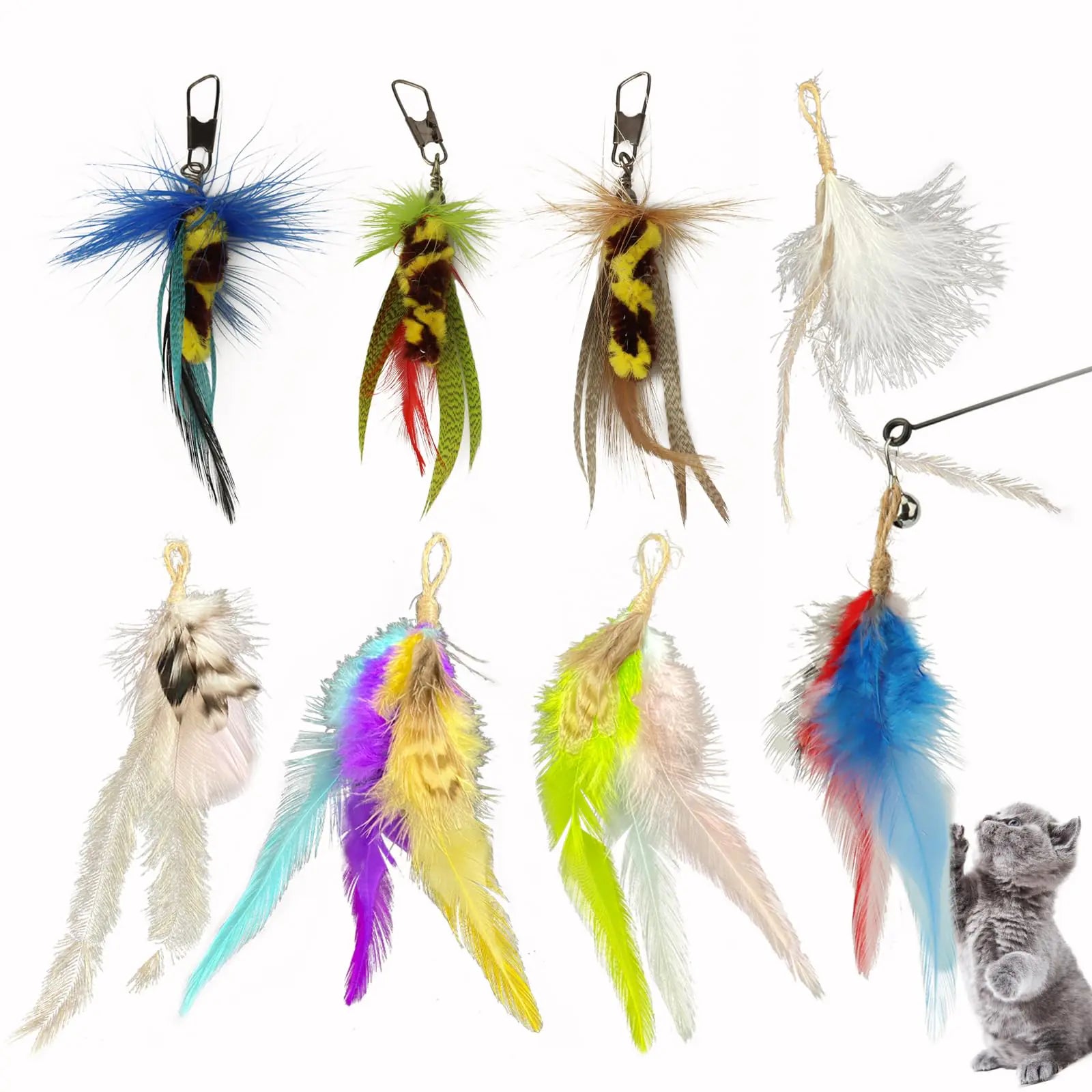 Feline Fun Feather Refills - 8pc Set